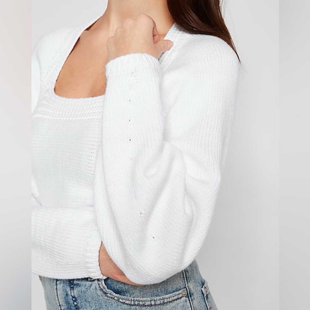 Express | Square Neck Fitted Pullover Sweater - image 2